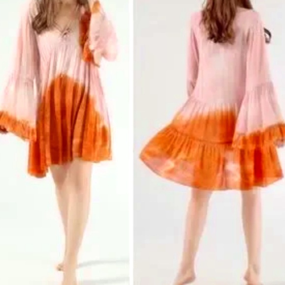 Beautiful Dress in Chiffon - By Young, Broke & Fabulous - L - NWT - Tie Dyed - Picture 2 of 12